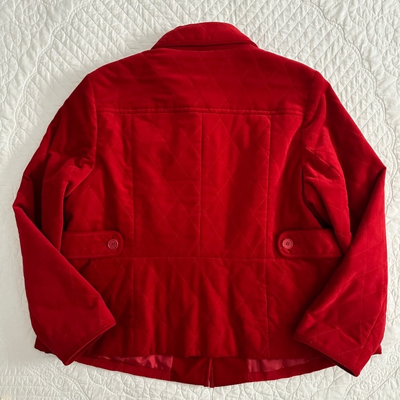 Talbots Red Velvet Diamond Quilted Jacket Blazer Collared 18WP Petite - Picture 3 of 9